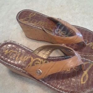 Cork wedge gold/camel sandals